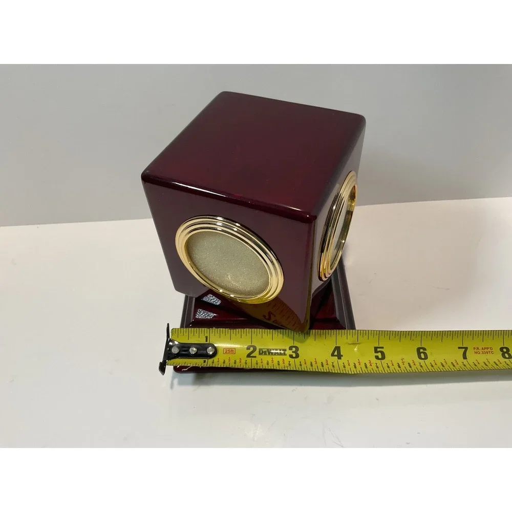 Elegant Desk Clock Thermometer Photo Frame 3 in 1 Cherry‎ Wood Finish